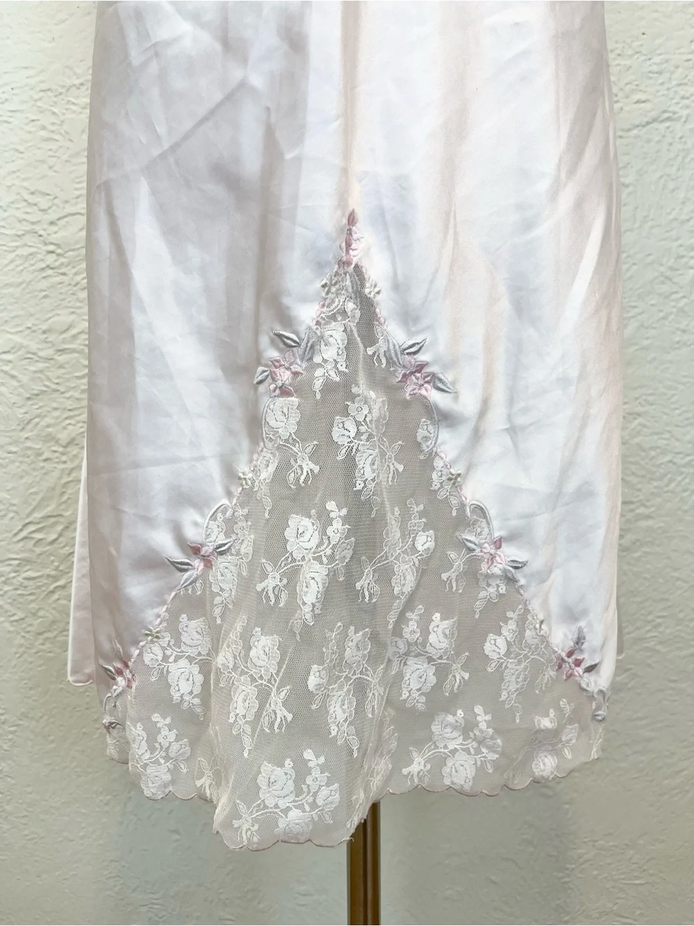 Vintage Slip Dress Nightgown Pink Satin Lace Coquette Fairy Small S - Picture 5 of 12